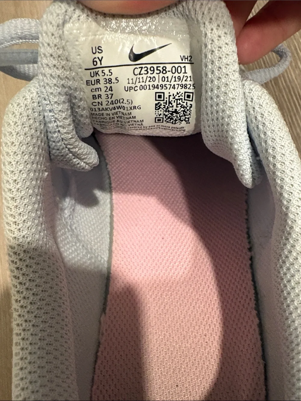 Nike Youth Lightweight Athletic Sneakers - Light Blue with Pink Accents